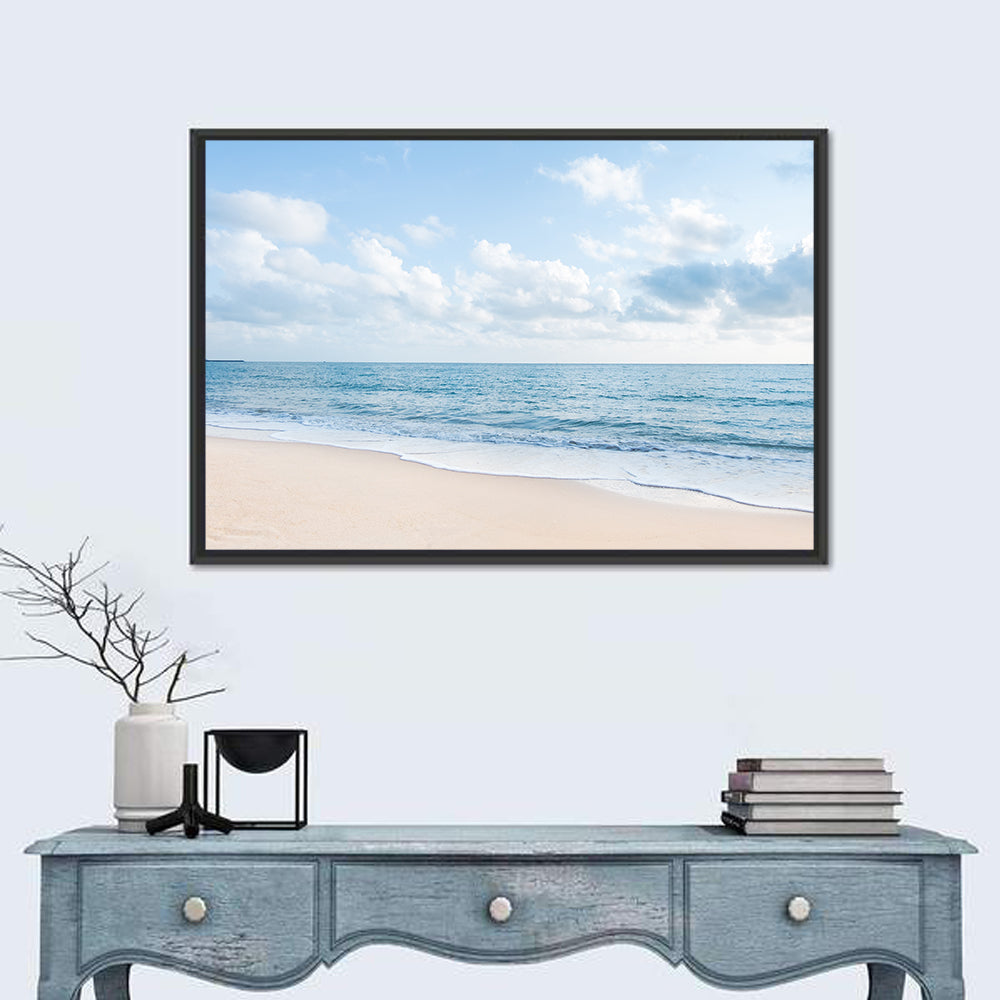 Minimalist Sandy Beach and Gentle Waves Wall Art