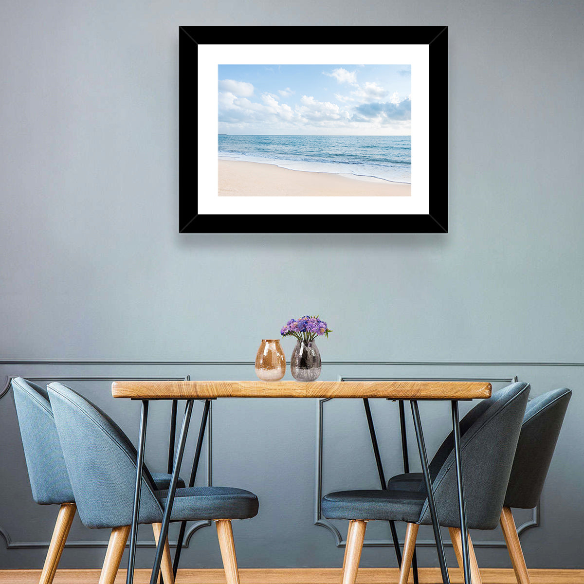 Minimalist Sandy Beach and Gentle Waves Wall Art
