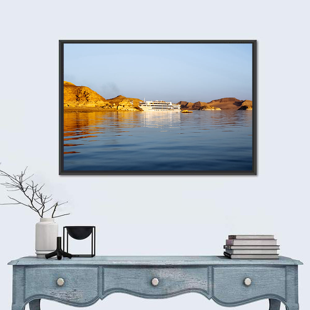 Lake Nasser Cruise Ship at Golden Hour Wall Art