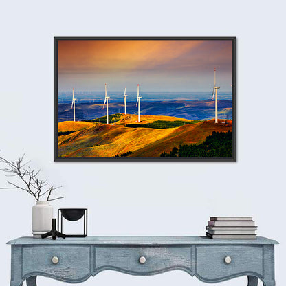 Golden Hour Wind Turbines Wall Art