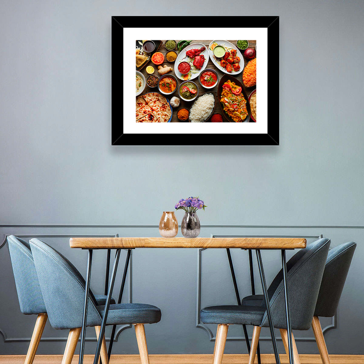 Indian Cuisine Flat Lay Wall Art in a room, landscape