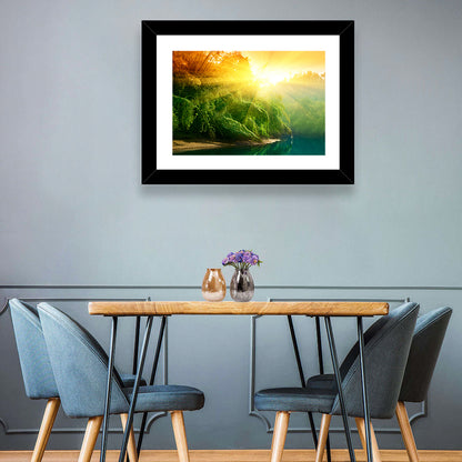 Golden Bamboo Riverbank Wall Art