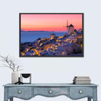 Oia Windmills at Dusk Wall Art
