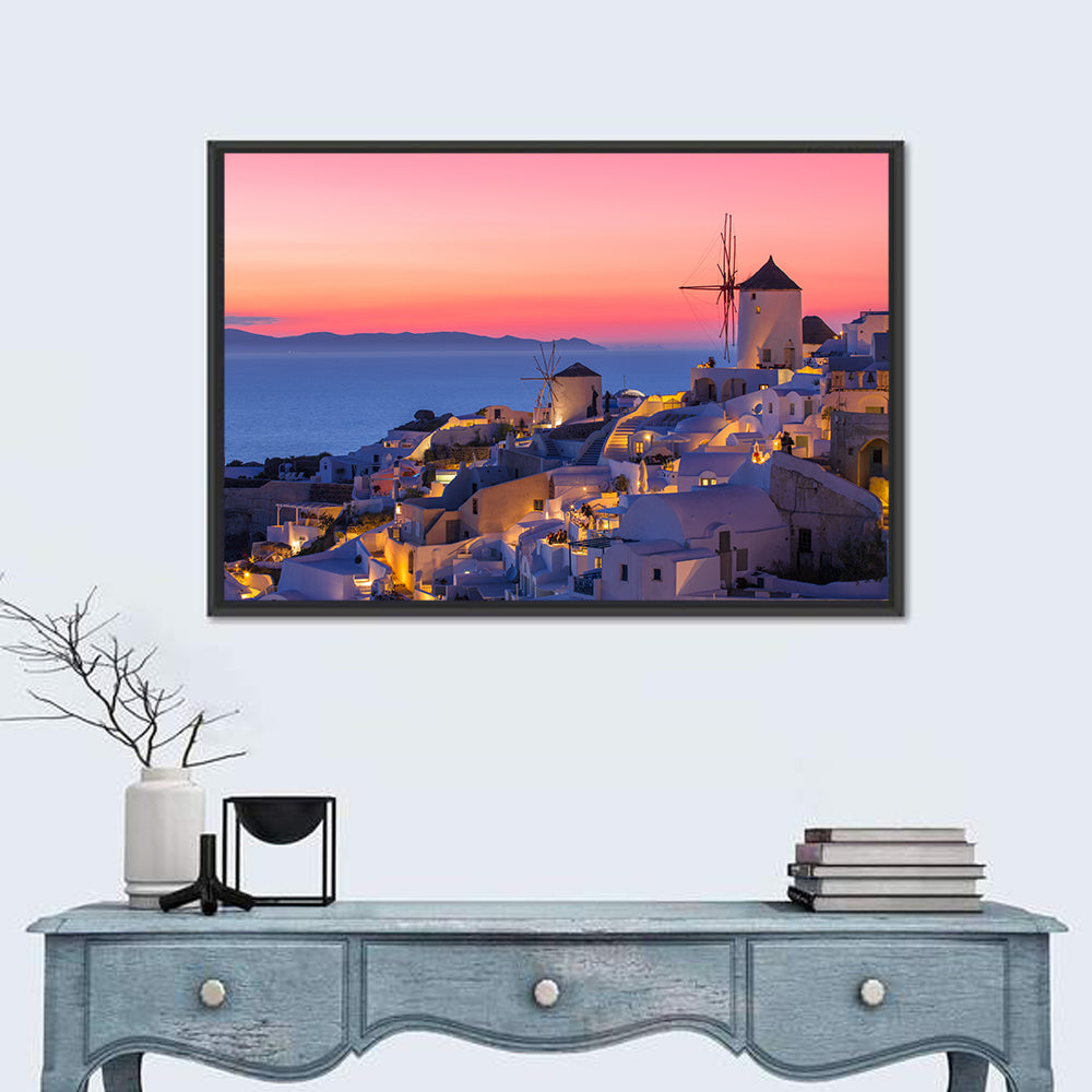 Oia Windmills at Dusk Wall Art