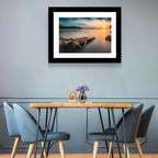 Sunset Over Coastal Lounge Chairs Wall Art