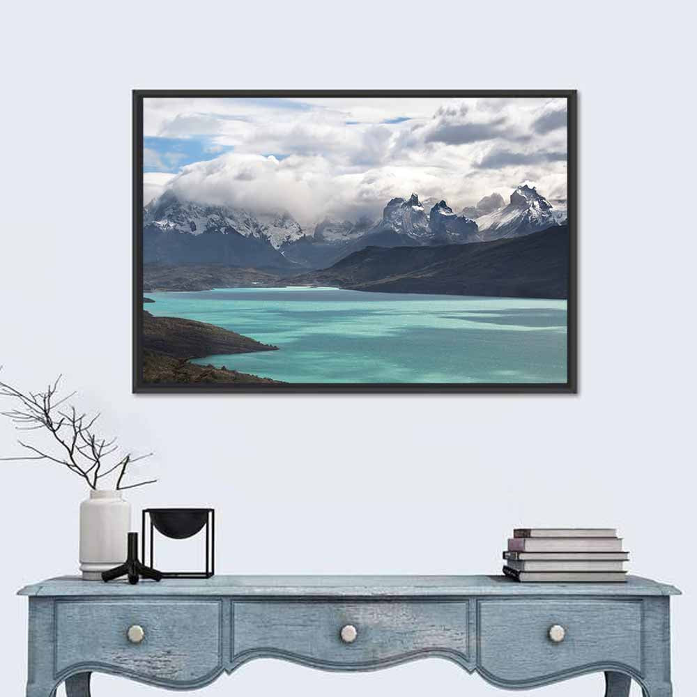 Turquoise Lake at Torres Del Paine Wall Art in a room, landscape