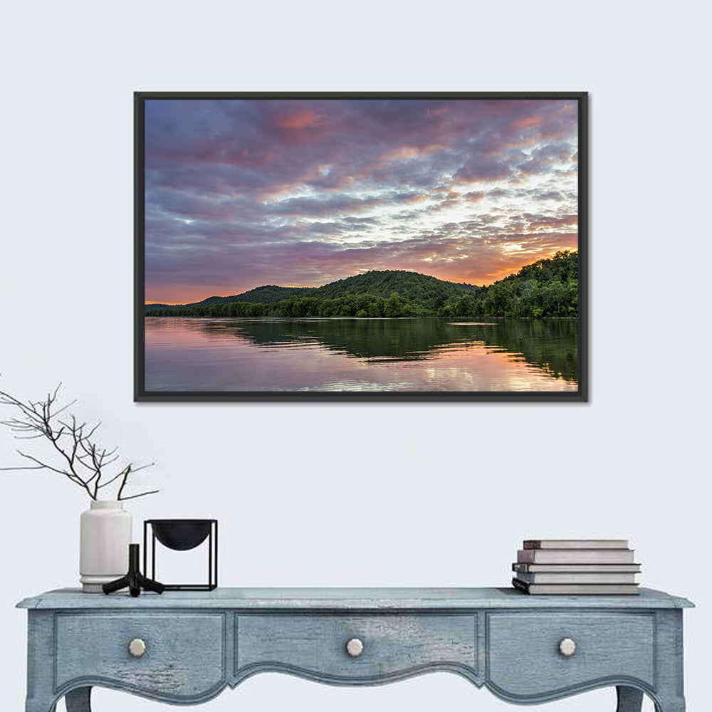 Ohio River Paden City at Dusk Wall Art in a room, landscape
