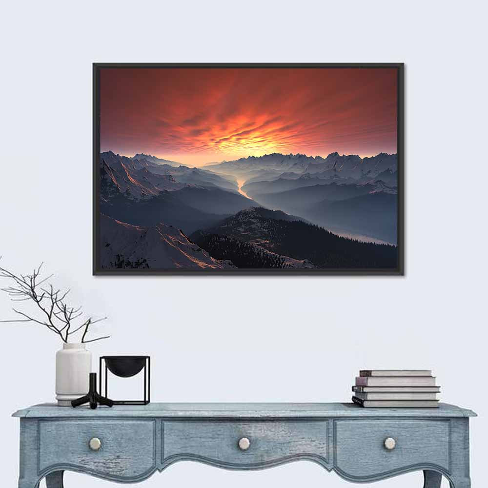 Snow-capped Mountain Sunset Wall Art