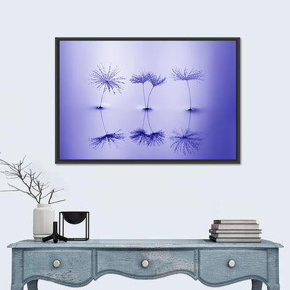 Blue Dandelion Seeds with Reflections Wall Art