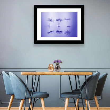 Blue Dandelion Seeds with Reflections Wall Art