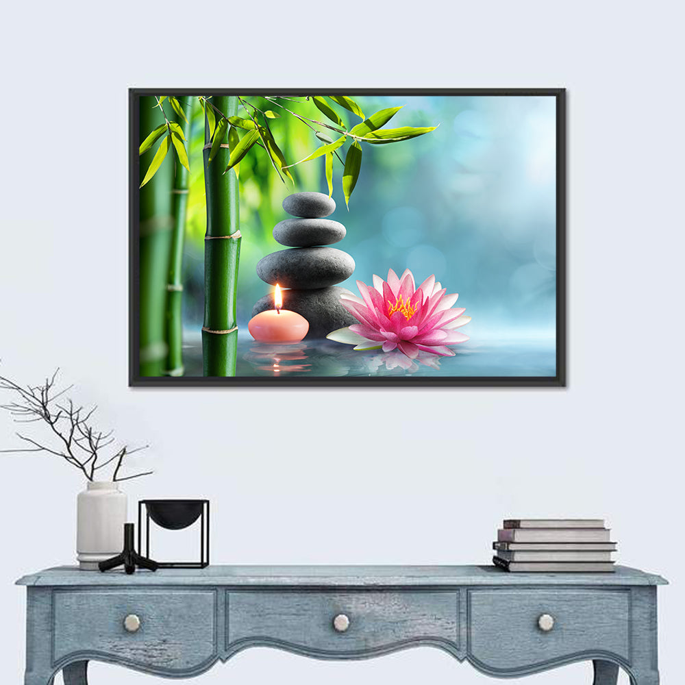 Zen Massage Stones with Waterlily Wall Art