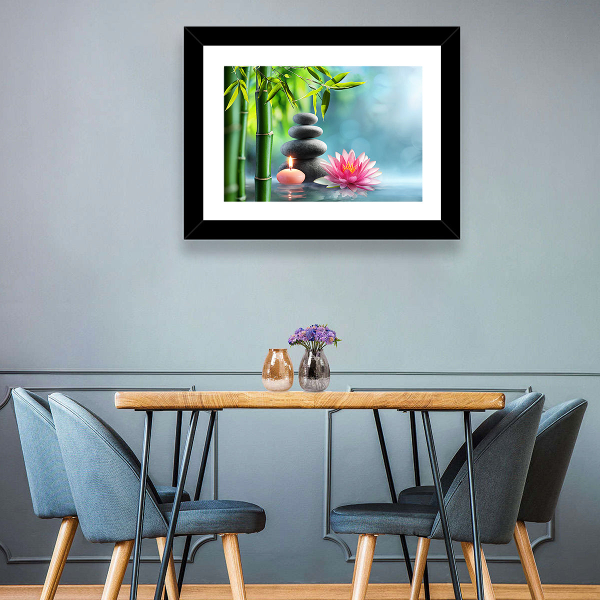 Zen Massage Stones with Waterlily Wall Art