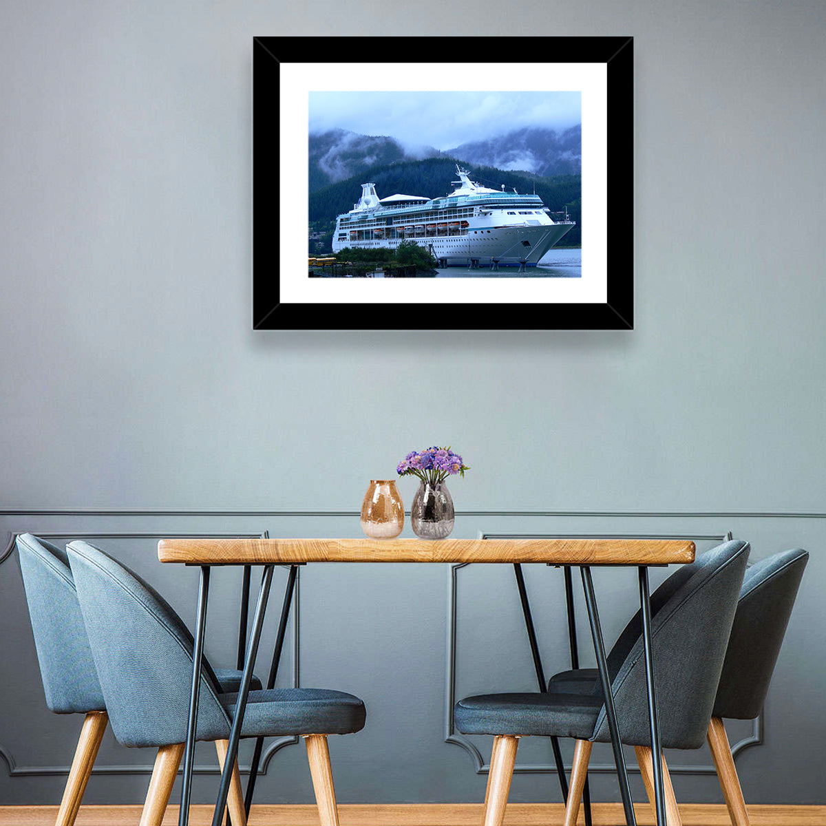 Misty Docked Cruise Ship Wall Art