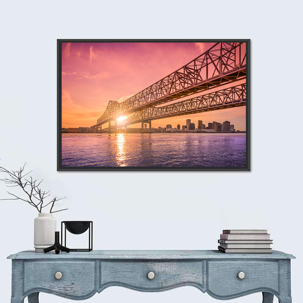 Crescent City Connection at Sunset Wall Art