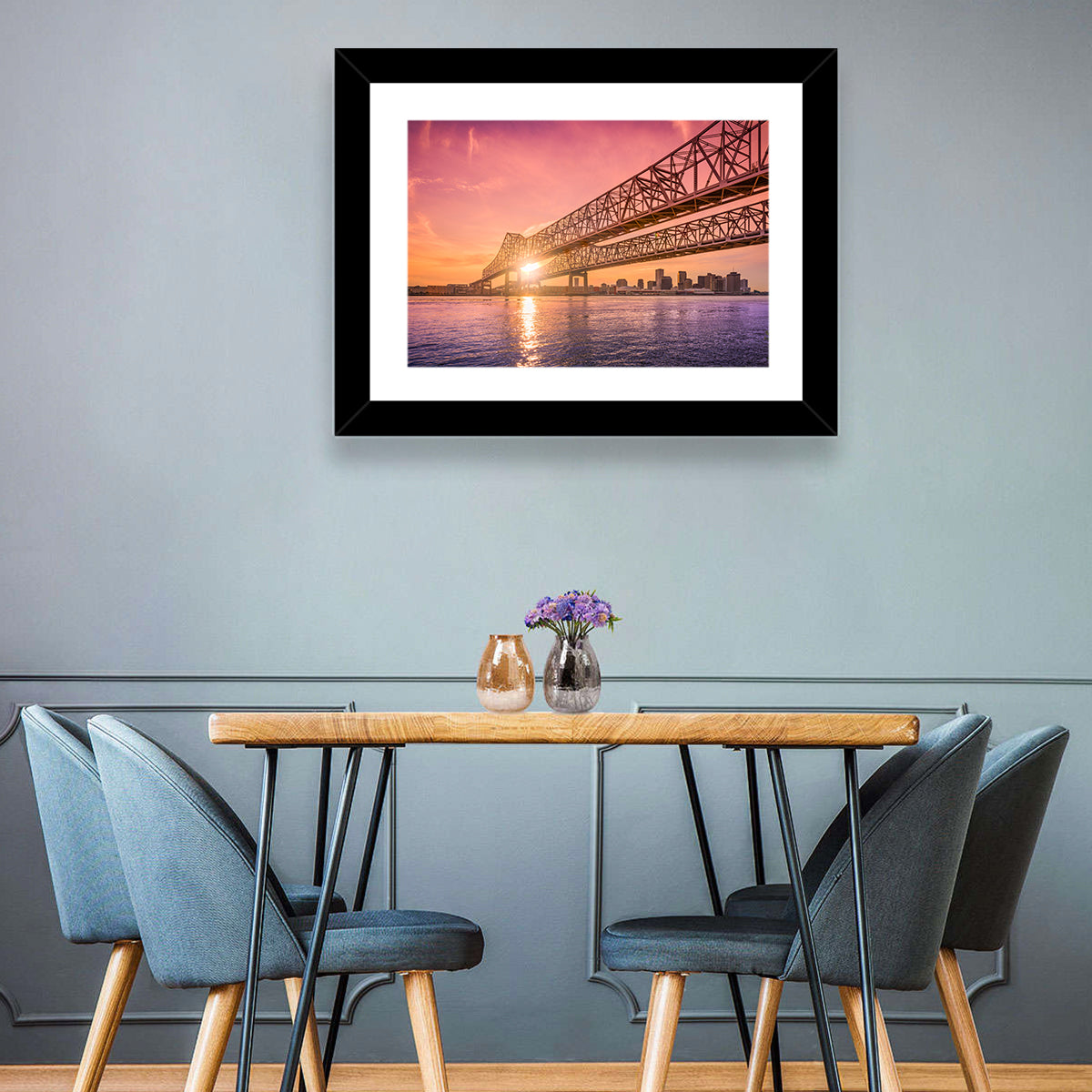 Crescent City Connection at Sunset Wall Art in a room, landscape