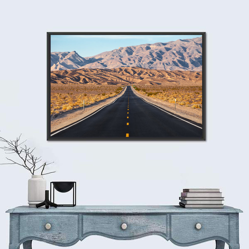 Death Valley Desert Road Wall Art in a room, landscape