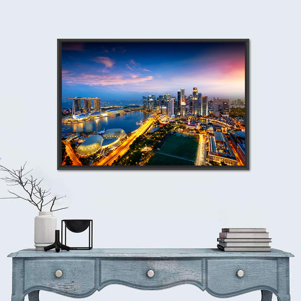 Marina Bay Twilight Singapore Wall Art in a room, landscape