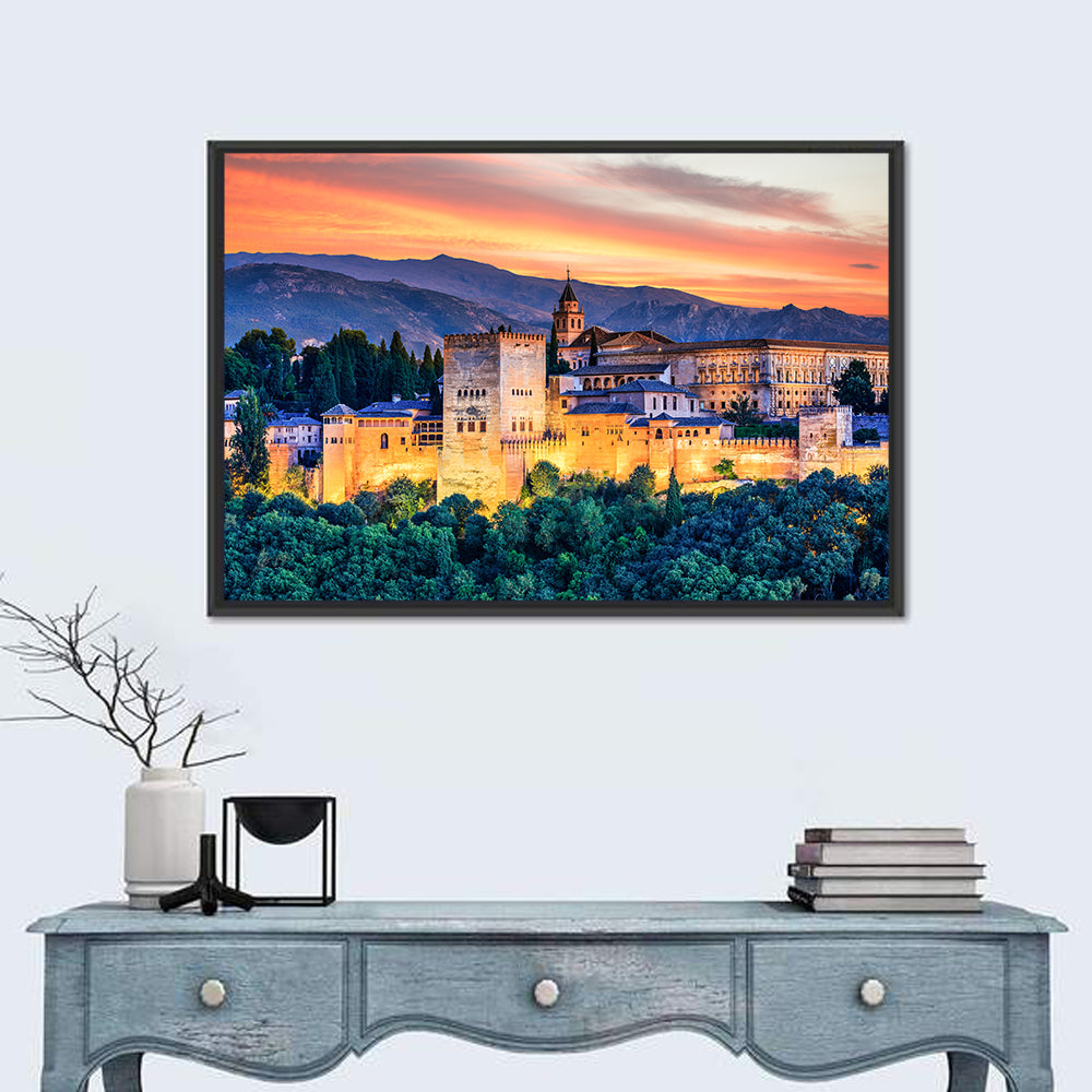 Alhambra Fortress at Golden Sunset Wall Art