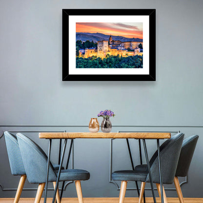 Alhambra Fortress at Golden Sunset Wall Art