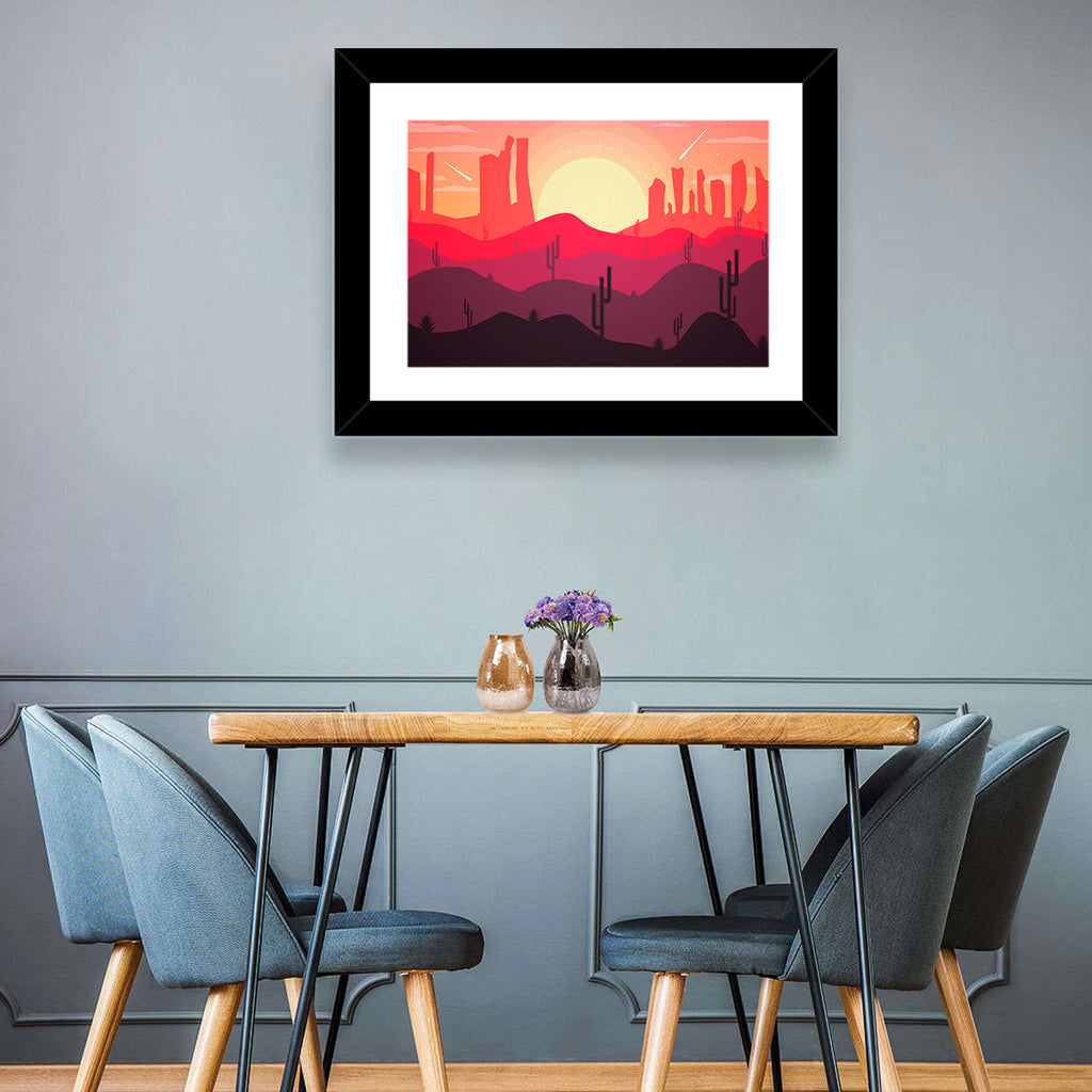 Sunset Desert Cacti Wall Art