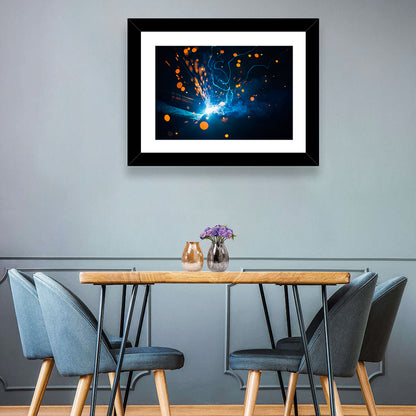 Bright Blue Welding Sparks Wall Art