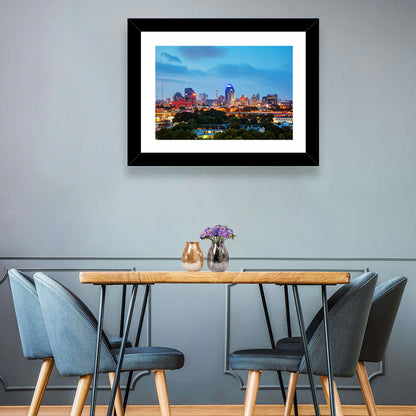 San Antonio Skyline at Dusk Wall Art