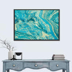 Teal Marble Swirls Abstract Wall Art