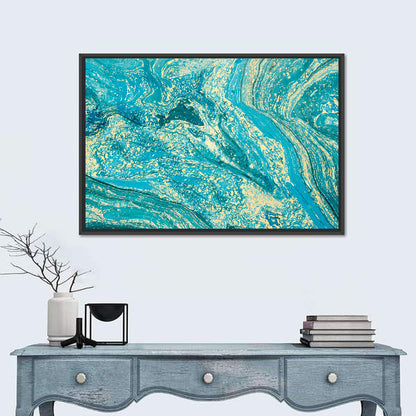 Teal Marble Swirls Abstract Wall Art
