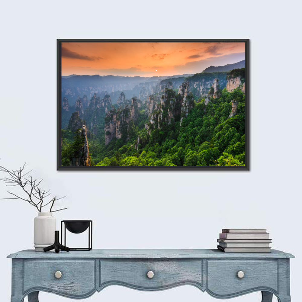 Zhangjiajie Forest at Sunset Wall Art in a room, landscape