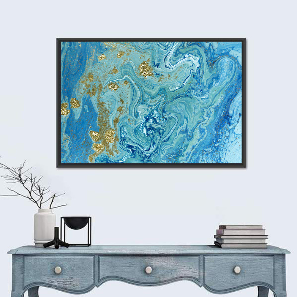 Blue Marble Streams Wall Art in a room, landscape
