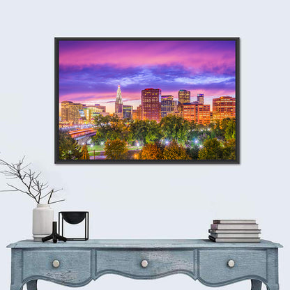Hartford Skyline at Dusk Wall Art