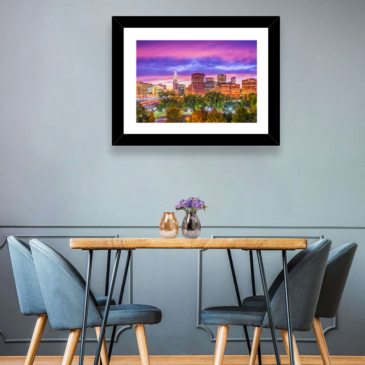 Hartford Skyline at Dusk Wall Art