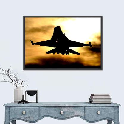 F-16 Sunset Silhouette Wall Art