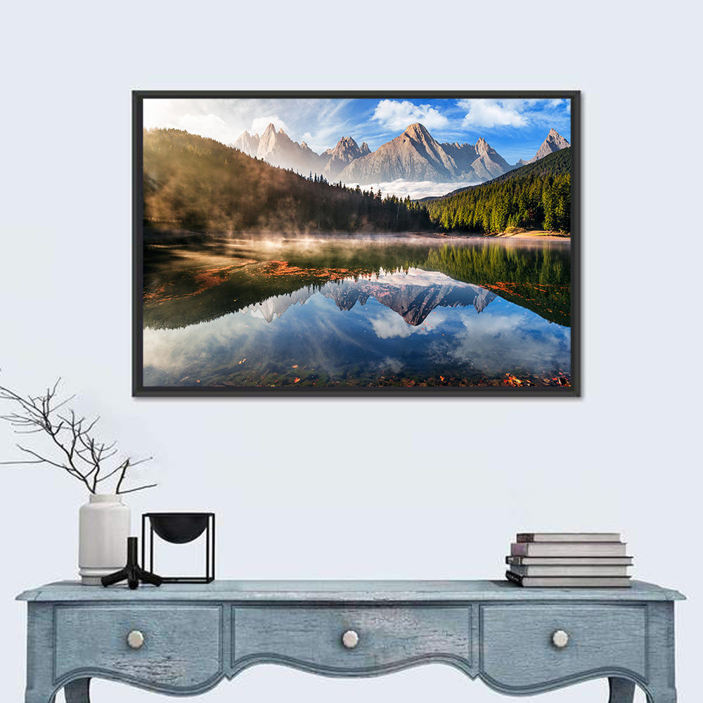 Morning Mist Mountain Lake Wall Art