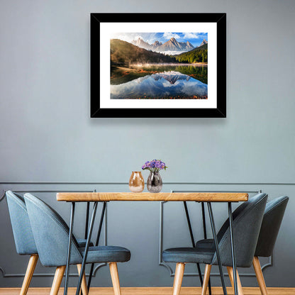 Morning Mist Mountain Lake Wall Art