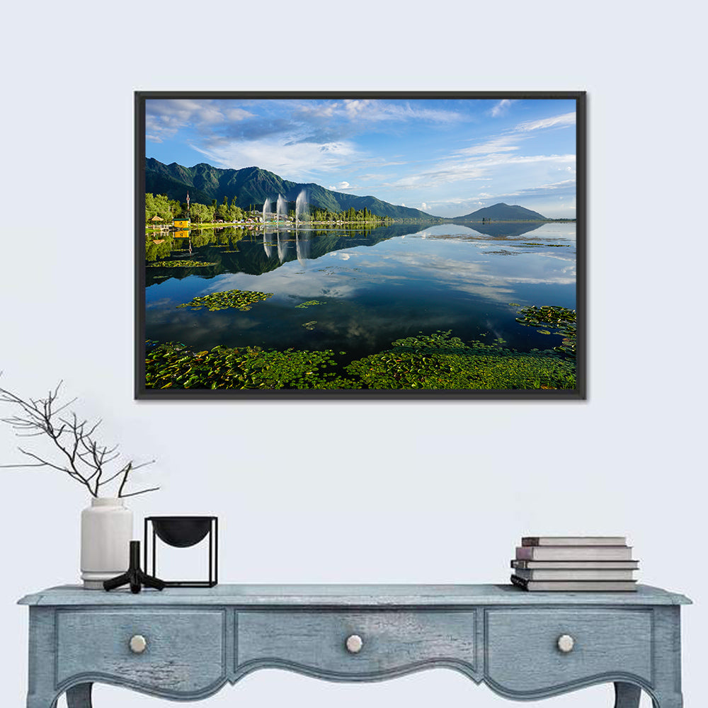 Dal Lake Reflections, Srinagar Wall Art in a room, landscape