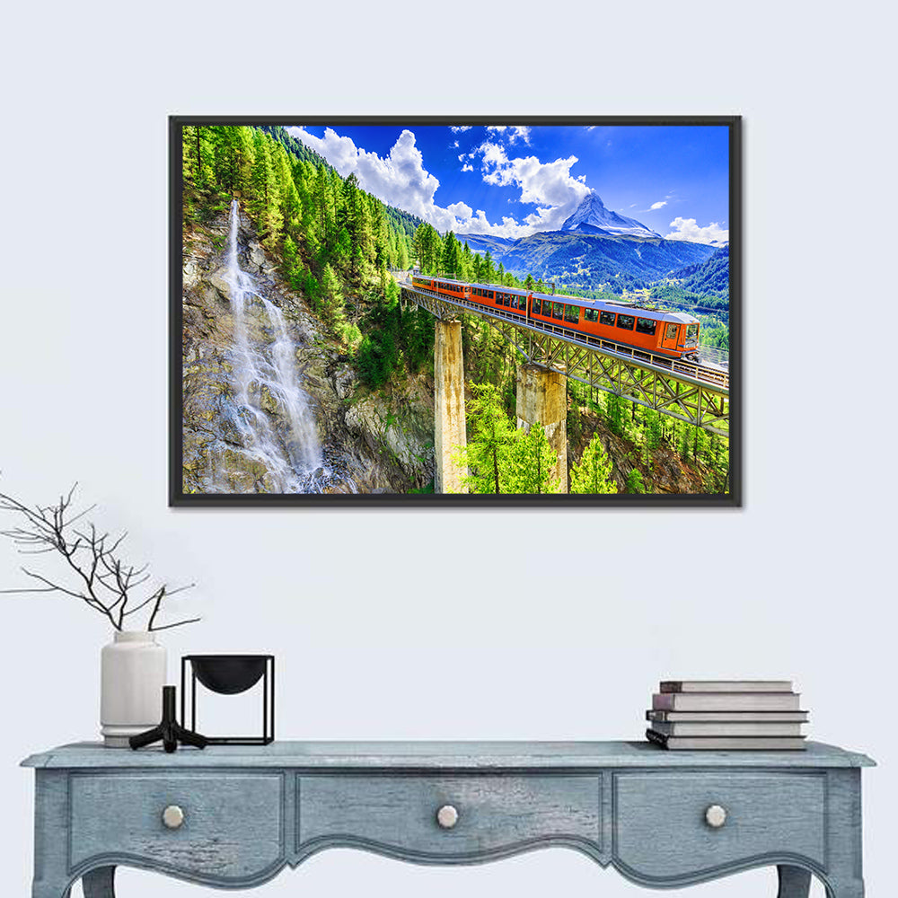 Gornergrat Tourist Train Wall Art in a room, landscape