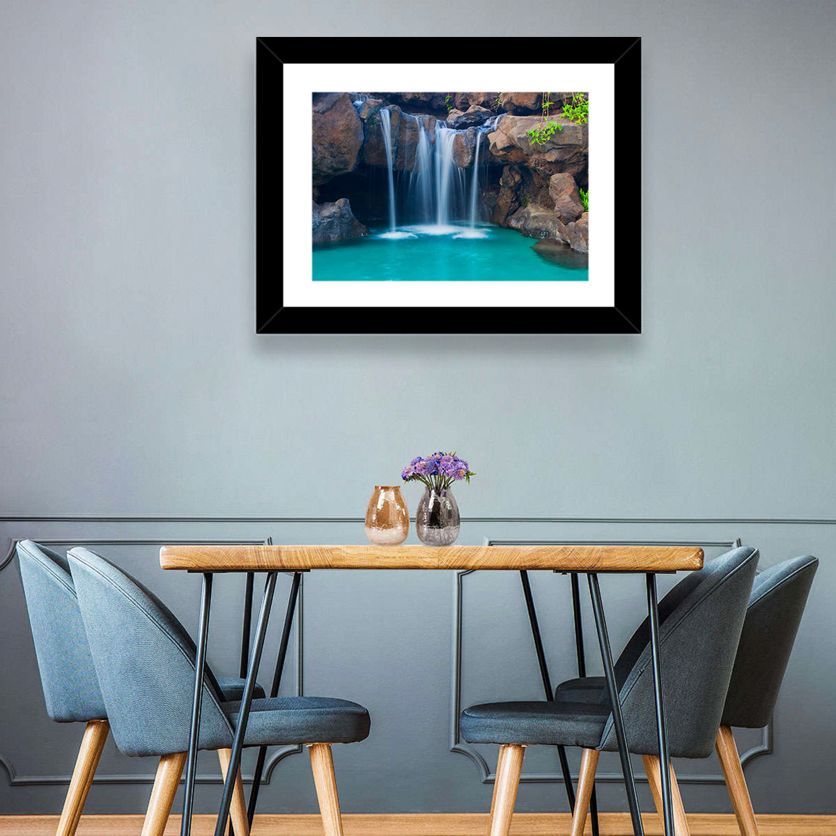 Waterfall Into Turquoise Pool Wall Art