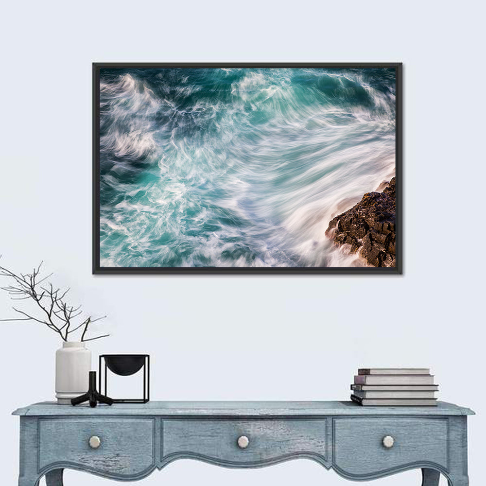 Silky Teal Ocean Waves Wall Art