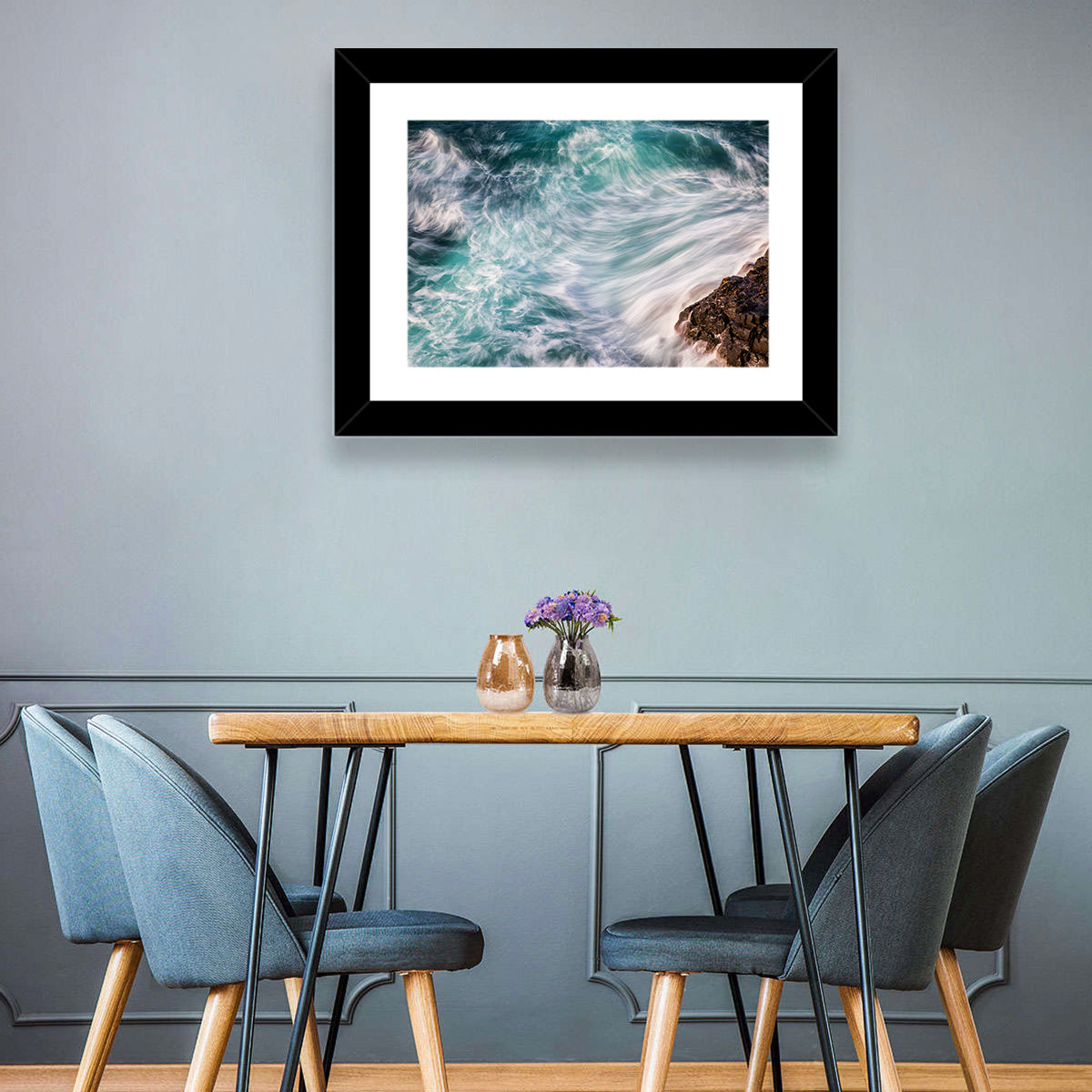 Silky Teal Ocean Waves Wall Art