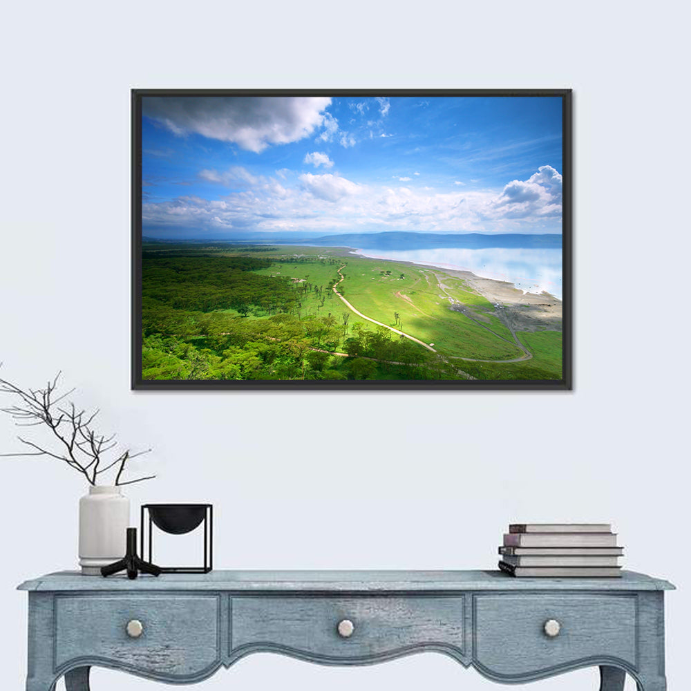 Lake Nakuru Overlook Wall Art in a room, landscape