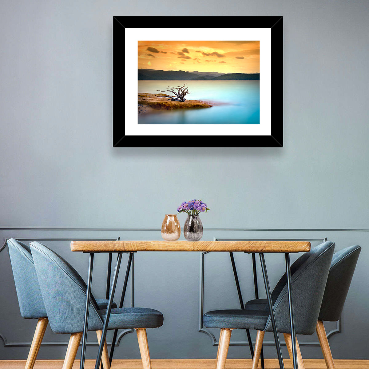 Gnarled Driftwood at Turquoise Lake Wall Art