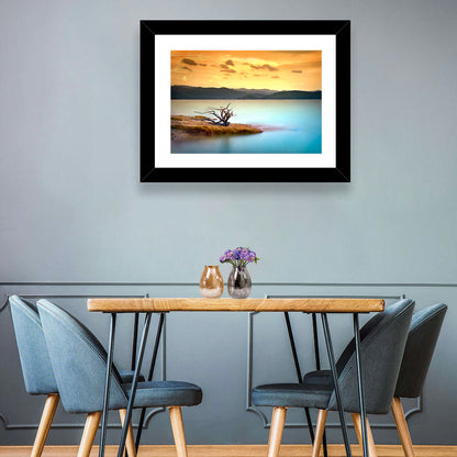 Gnarled Driftwood at Turquoise Lake Wall Art