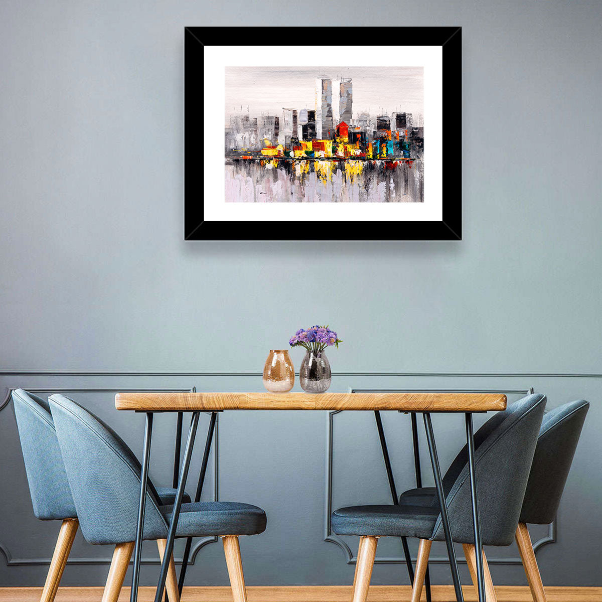 Abstract Skyline with Water Reflection Wall Art