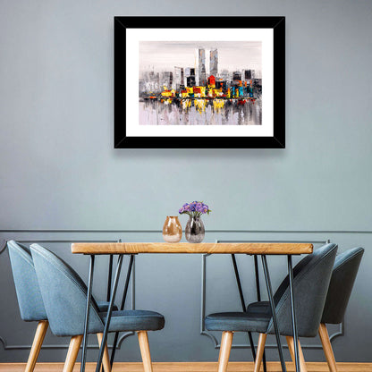 Abstract Skyline with Water Reflection Wall Art