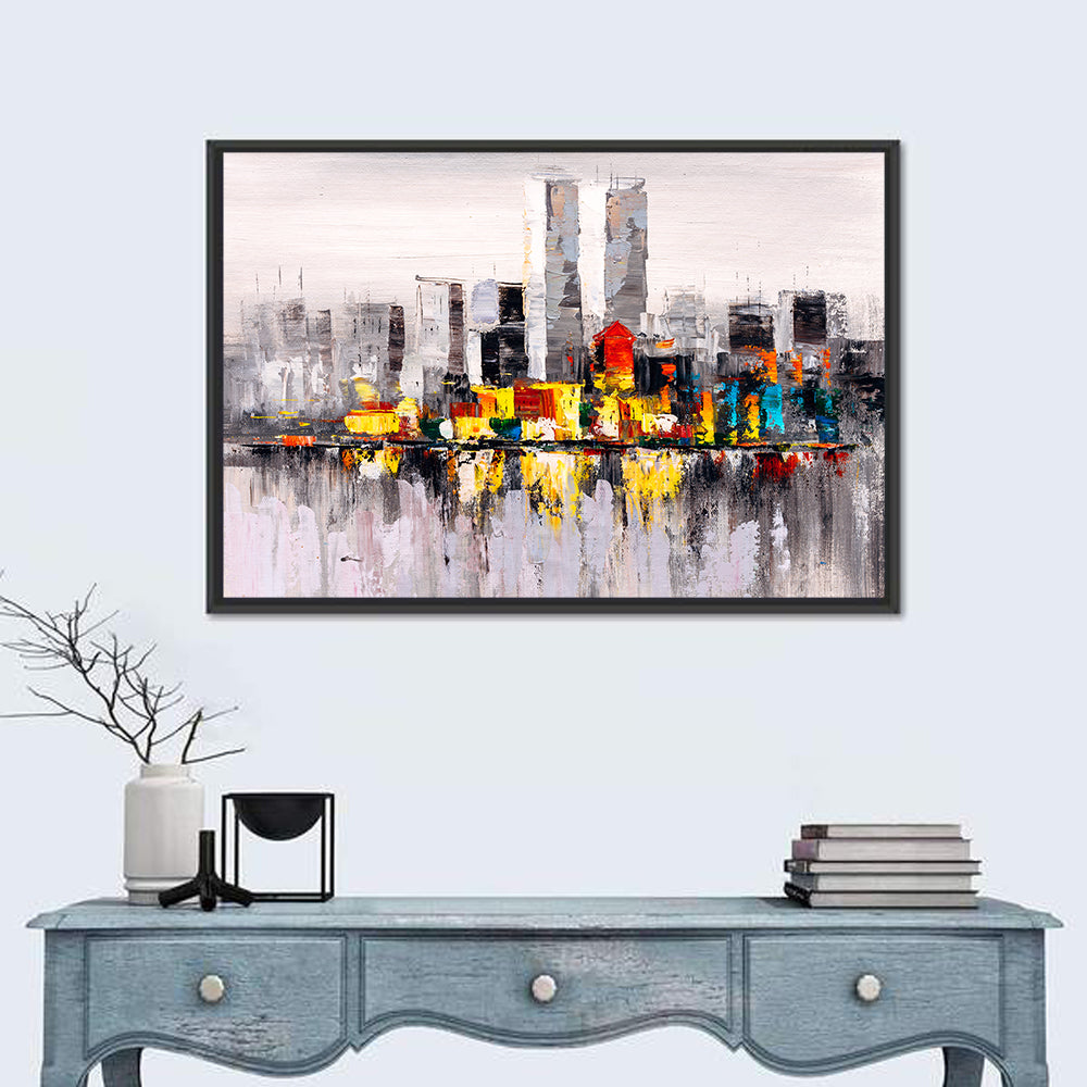 Abstract Skyline with Water Reflection Wall Art