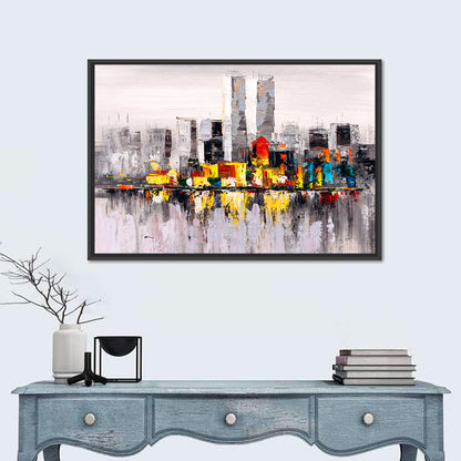 Abstract Skyline with Water Reflection Wall Art