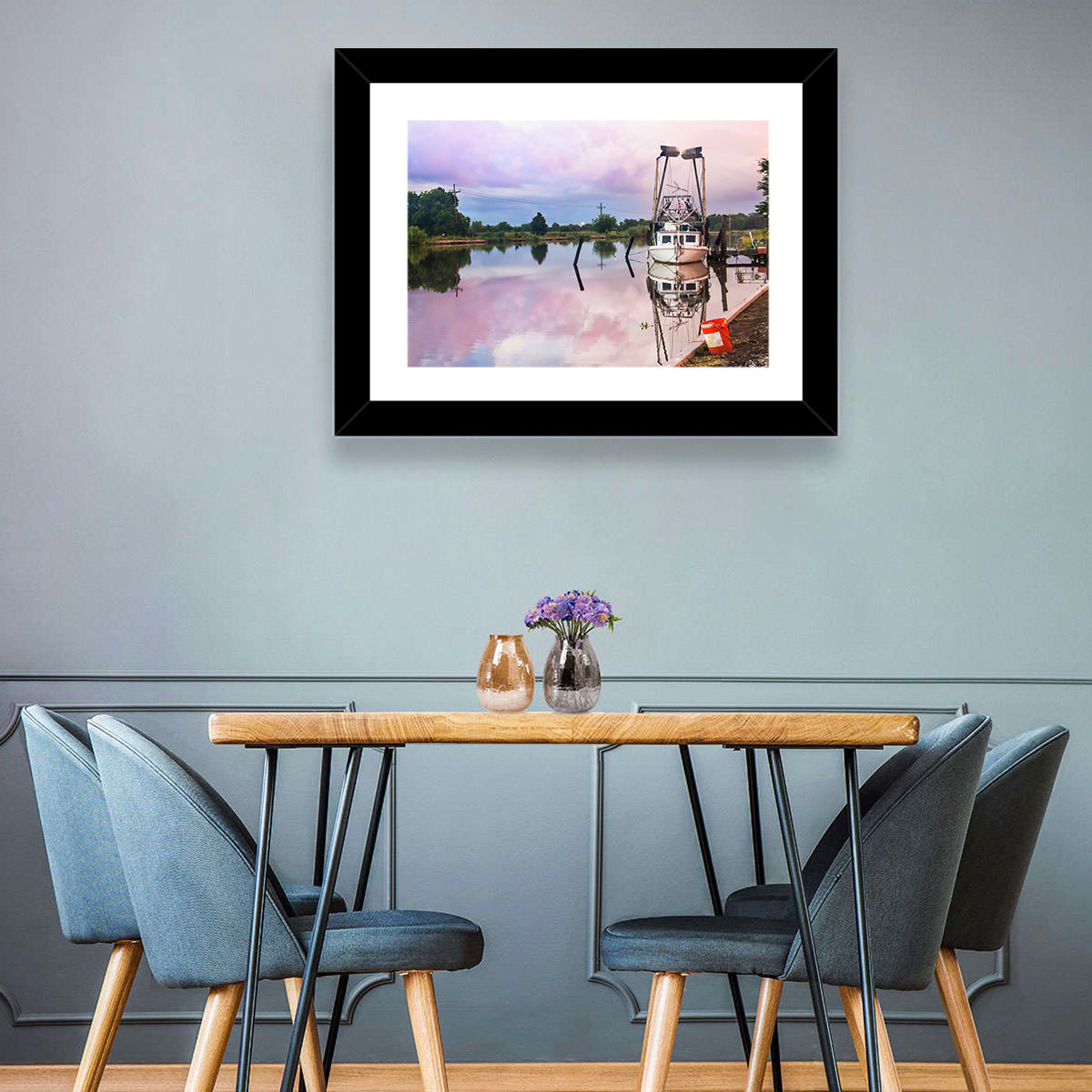 White Shrimp Boat on Louisiana Bayou Wall Art