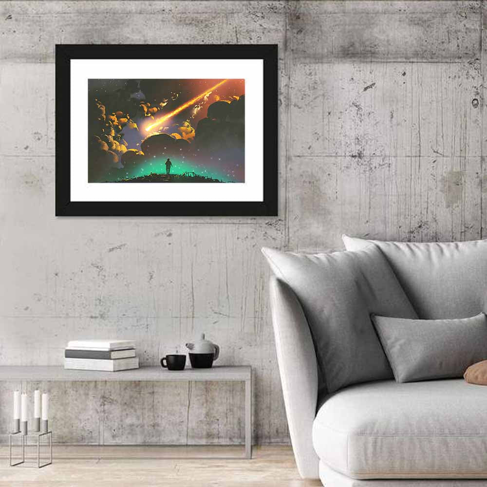 Meteor in Colorful Sky Wall Art
