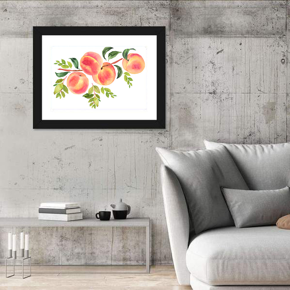 Watercolor Peach Branch Wall Art